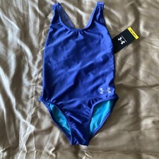 NWT Girls Under Armour One Piece Swimsuit UPF 30 Deep Periwinkle Size 7, H14