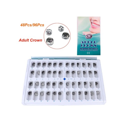48/96 piezas Easyinsmile Dental Niños Corona Kit Acero Inoxidable Diente 1er 2do Molar - Imagen 12 de 15