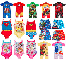 Boys Girls Character Swimwear Swimming Costume Shorts Sun Safe Surfsuit Sunsuit