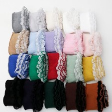 90cm Ruffle Mesh Trim Knitted Ribbed Cuff Accessories Stretch Edge Hem DIY Decor