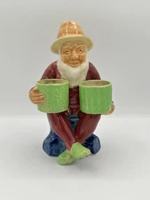 Japanese Moriyama Mori Machi Succulent Planter Asian Wise Man Hand Painted 1930s