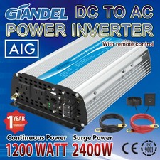 Power Inverter Modified Sine Wave 1200W 12V DC to 110V 120V AC 20A Solar Energy