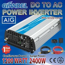 Power Inverter Modified Sine Wave 1200W 12V DC to 110V~120V AC 20A Solar Energy 