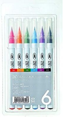 Watake ZIG Clean Color Real Brush 6 Color Set 2 pieces
