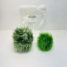 2 Pack - New Green Artificial Plastic Aquarium Bush Ball Plant For Fish Tank