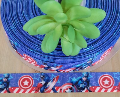 7/8 Inch (1 YD) Captain America Grosgrain Ribbon Superhero Character ...