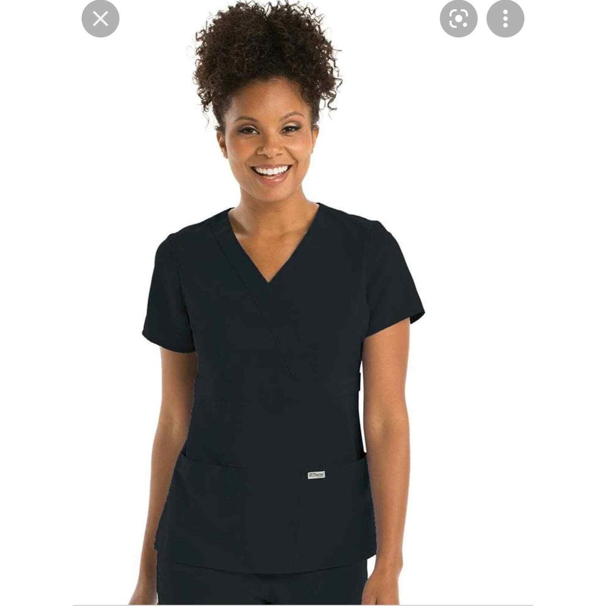 NWT Greys Anatomy by BARCO Womens Black Scrub Top w/ Pockets Size
