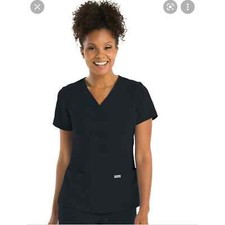 NWT Greys Anatomy by BARCO Womens Black Scrub Top w/ Pockets Size 3X
