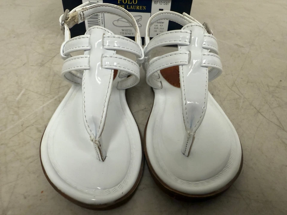 Sandalias de bebé Polo Ralph Lauren blancas talla 7 bebés niños pequeños zapatos Foto 3 de 4