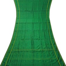 Vintage Green Sarees 100 Pure Silk Handwoven South Indian Sari 6YD Craft Fabric