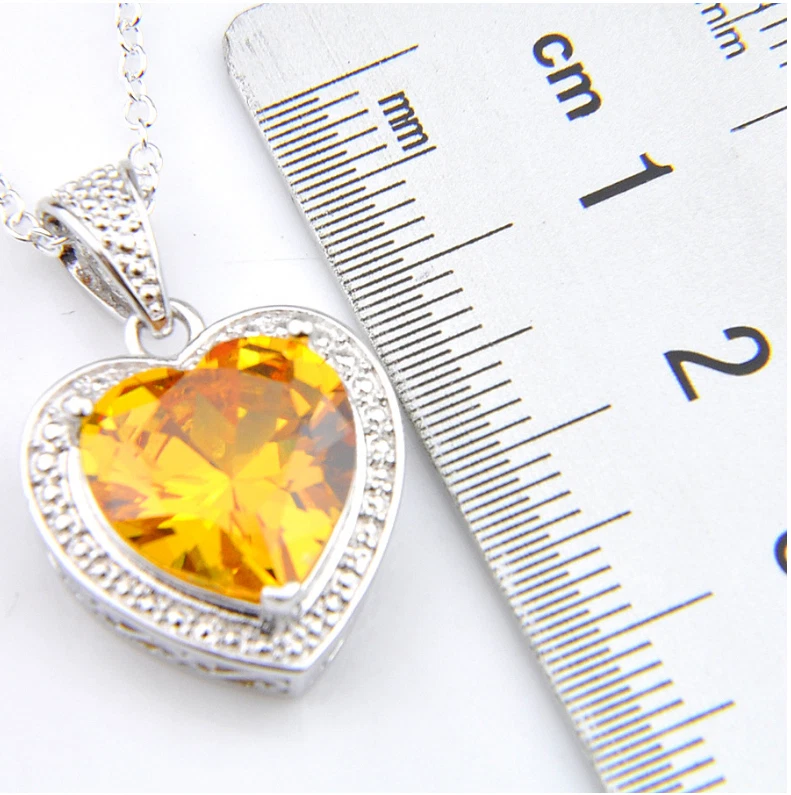 Collar colgante de cristal circonita cúbica corazón pala plata oro blanco cadena 18" caja de regalo S3 Foto 3 de 4