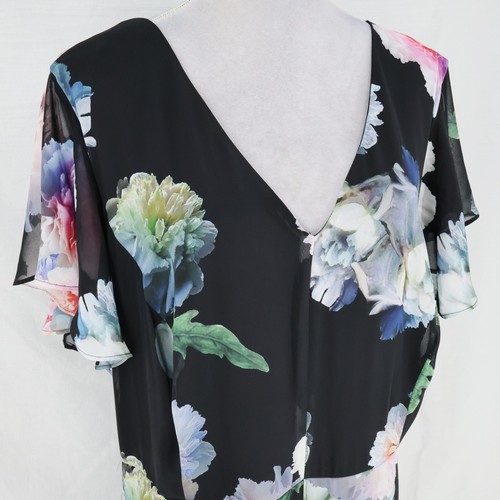 Adrianna Papell Jumpsuit Dress Plus 24W Black Pants Floral Skirt Chiffon New - Picture 7 of 16