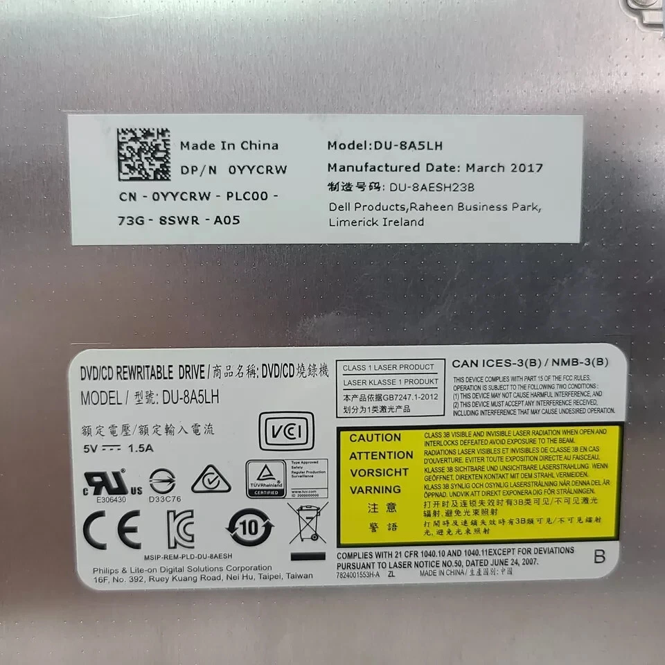 Grabadora de CD/DVD SATA resistente Dell Latitude 7404 7414 5424 9M9FK YYCRW Foto 3 de 4