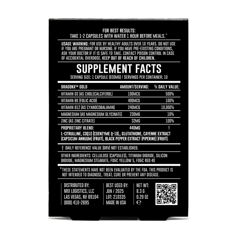 Suplemento de suporte masculino 10-100 DRAGON X EXTRA FORCE Formula - Imagem 3 de 4