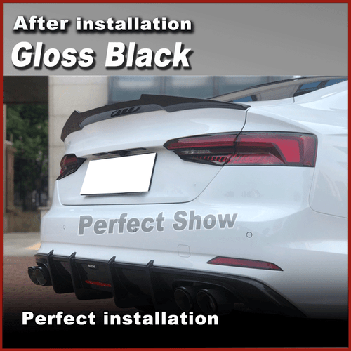 Fit for Audi A5 B9 SLINE S5 4-Door 17-20 Gloss Black Rear Trunk Boot Spoiler Lip - Picture 6 of 12