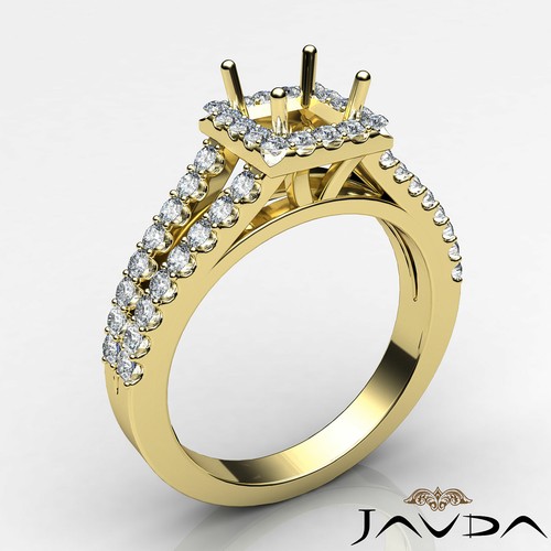 Princess Diamond Semi Mount Prong Setting Engagement Ring 18k Yellow Gold 0.75Ct - Picture 2 of 12
