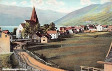 Norway Voss Vossevangen Old Viking Town Scandinavian Folk Art Vtg Postcard B53