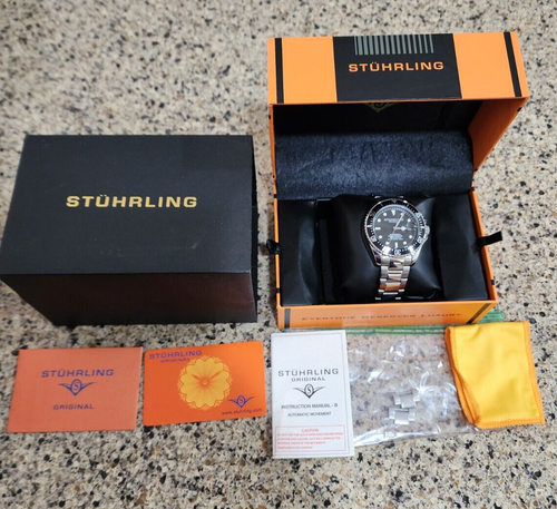Stuhrling Depth Master Automatic 883 Black Ceramic Diver Watch 42mm - Picture 2 of 8