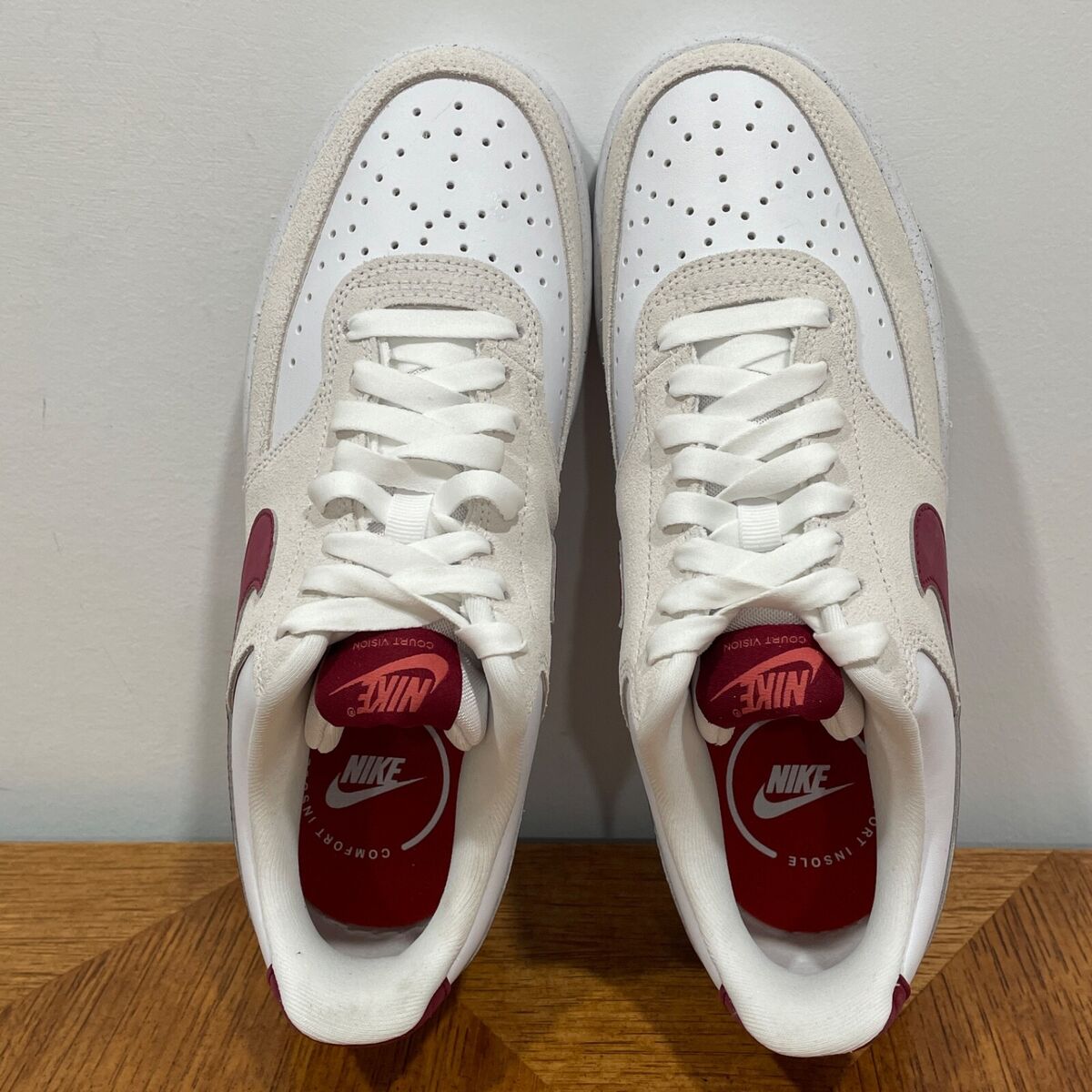 Nike Court Vision Low Shoes Womens 8.5 White Red Valentine Nike Court Vision Low Shoes Womens 8.5 White Red Valentine