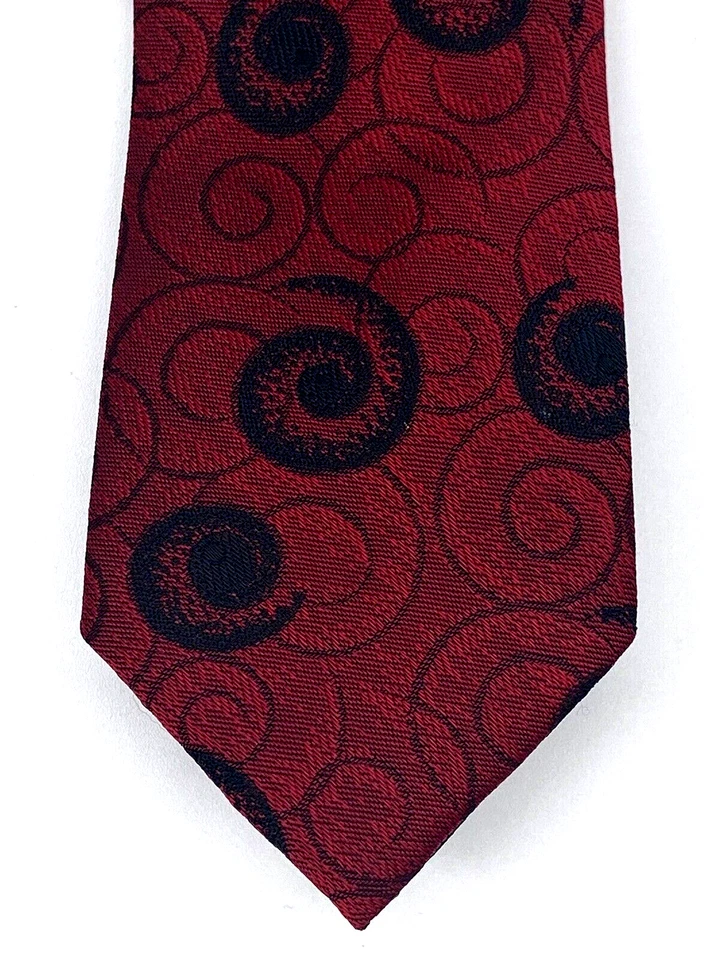 Corbata geométrica vintage Jordache para hombre ajustada granate Foto 2 de 4