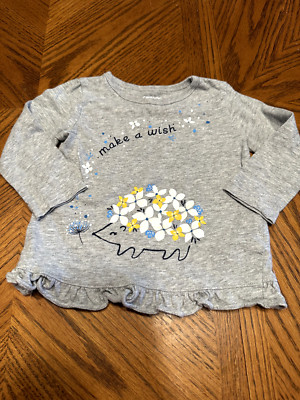 Baby Girls CARTERS Make a Wish HEDGEHOG Long Sleeve Tshirt Top 12 months