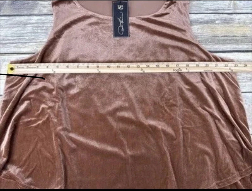 Tanque fácil tejido pana DG2 por Diane Gilman talla grande 1X Mocha NUEVO Foto 3 de 4