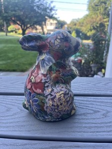 Decorative Vintage 7” Rabbit Multicolor Ceramic Figurine
