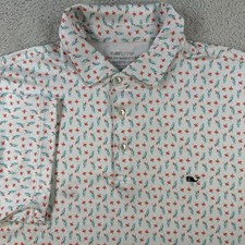 Vineyard Vines Polo Mens Large White Geometric Drink Cocktail On The Go Sankaty