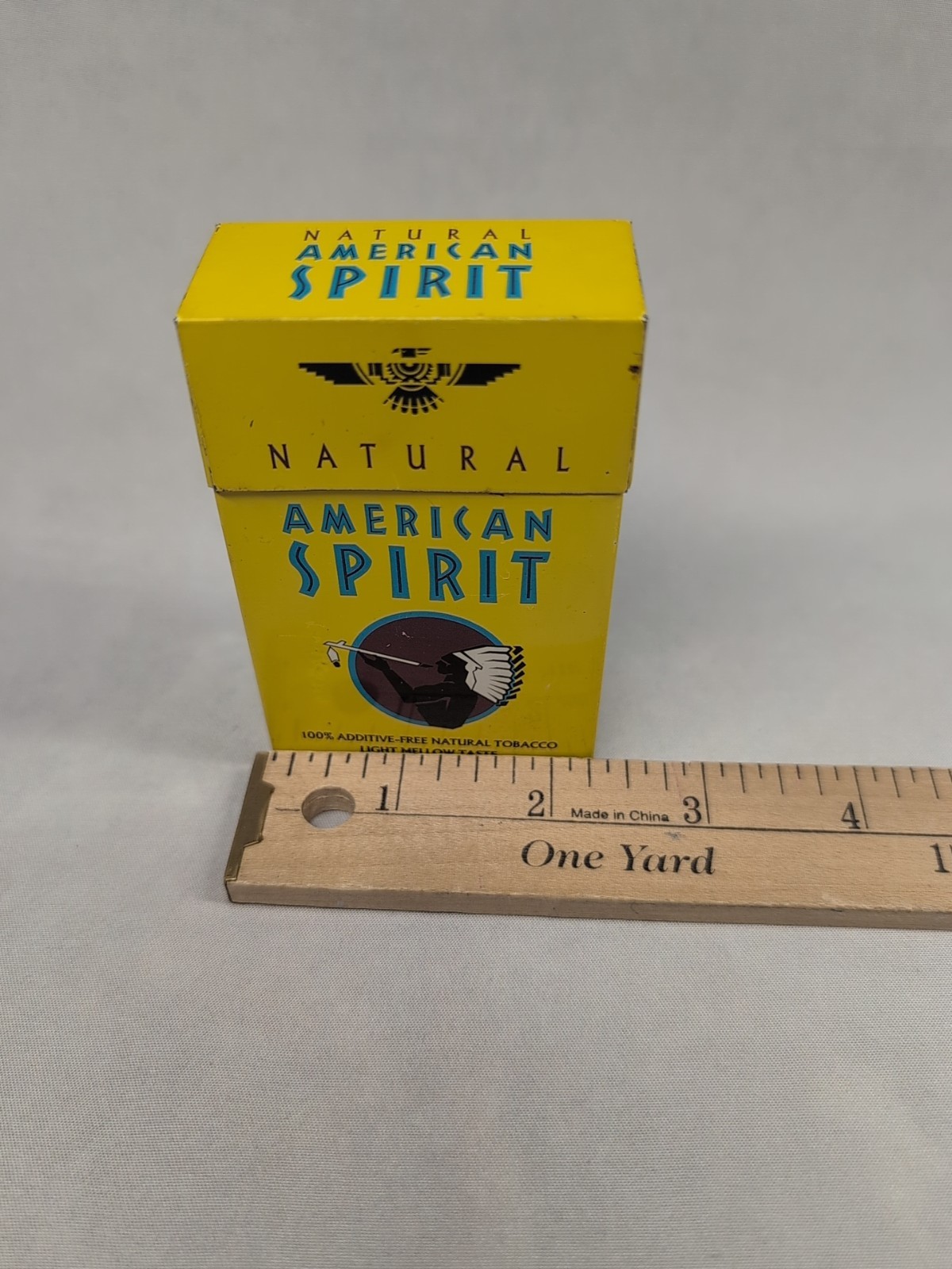 Natural American Spirit Cigarette Tin Case  Empty  Ultra Light Yellow Collector