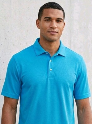 Pebble Beach Men's XL Aqua Blue Golf Polo Shirt Performance Dry Luxe Stretch