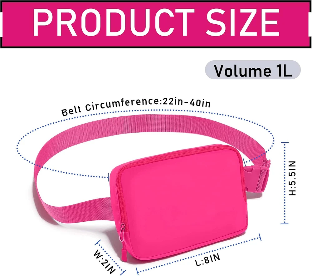 Belt Bag, Fanny Pack, Everywhere Belt Bag,40 Inch Adjustable Strap,for Women and