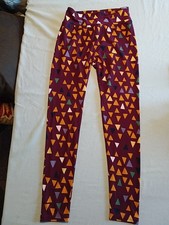 LuLaRoe One Size OS Burgandy Pink Green Orange Geometric Leggings NWT
