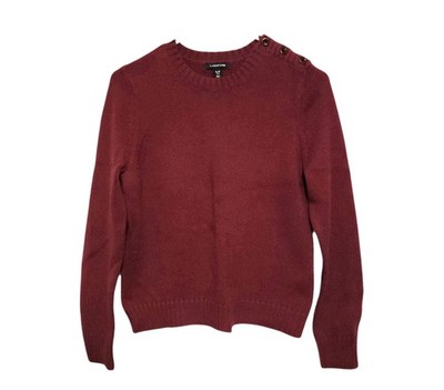 Lands End Cable Knit Sweater Button Shoulder Plum Color Womens Size S 6/8