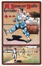 1912 Baseball Plays Off the Diamond Postcards (PC798-2) A Base on Balls