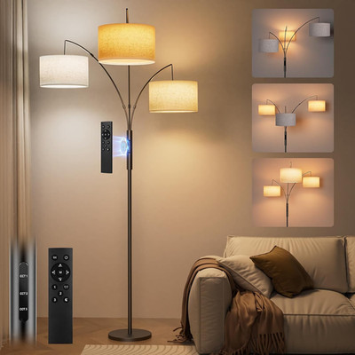 36W LED Arc Floor Lamp with Remote, Dimmable 3000LM for Living Room & Bedroom