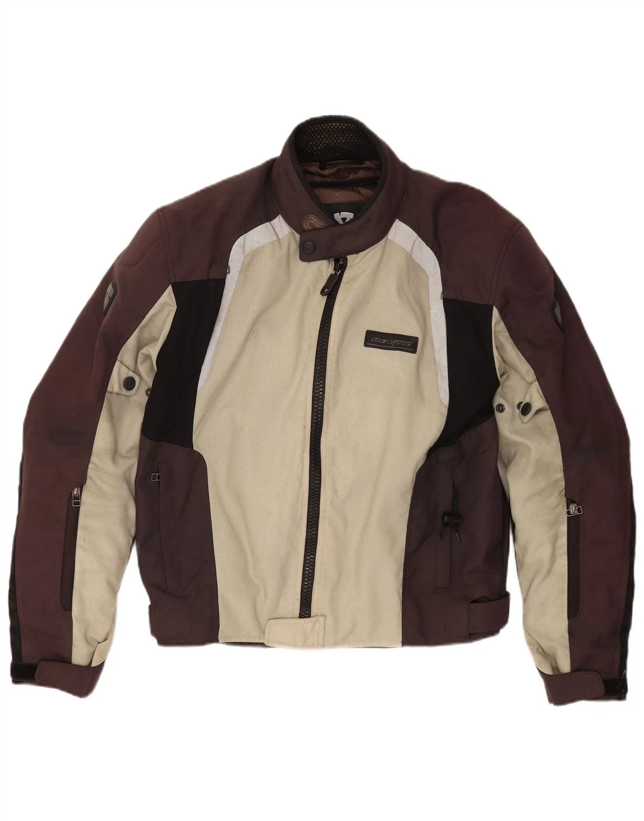 Rev'it Mens Motorstyle Graphic Racer Jacket UK 42 XL Beige Colourblock FN15