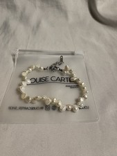 Louise Carter White Baroque Pearl Beaded Bracelet w/ Lobster Clasp