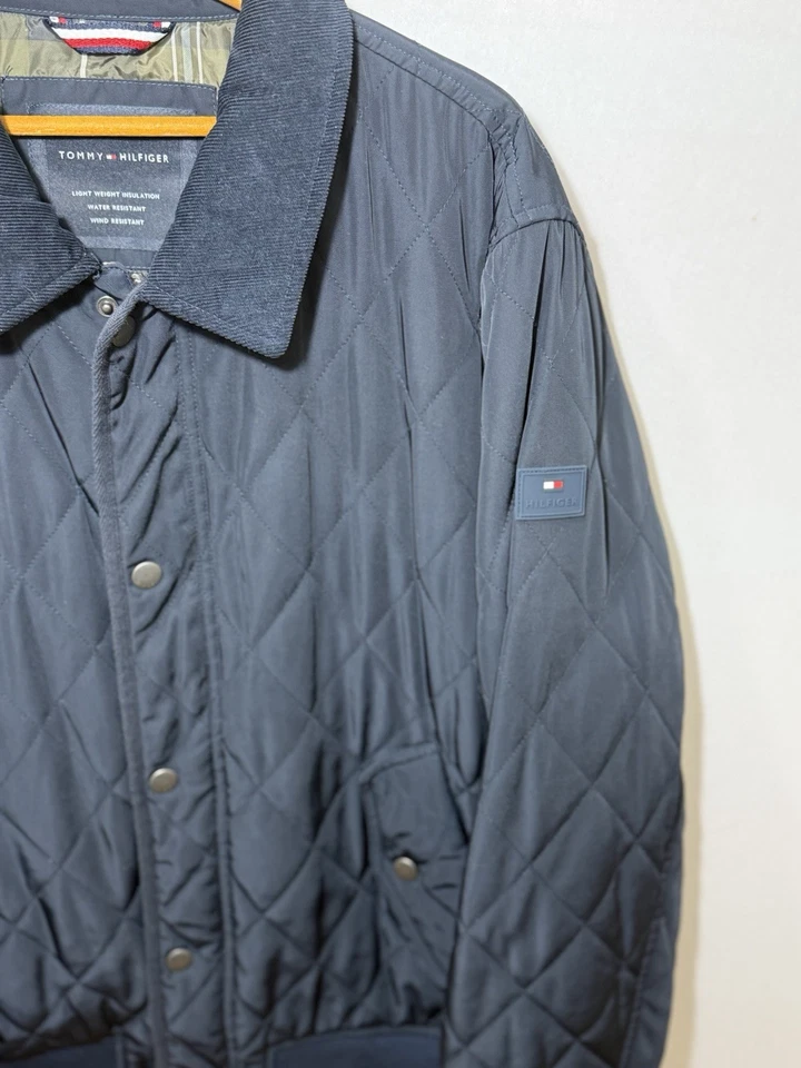 Tommy Hilfiger Chaqueta Bomber Acolchada Cuello Pana XXL Azul Marino Negro Aislante Foto 3 de 4