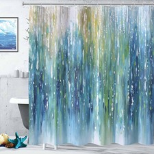 Shower Curtain 72 X 72 Inch Abstract Drip Art Blue Green 100 Polyester