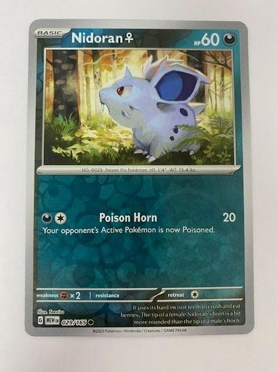 #029/165 Nidoran Reverse Holo Common - Pokémon Scarlet & Violet 151 English NM