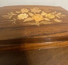 Italian Inlaid Wooden Music Jewelry Box Floral Detail - Swiss Musical Movement — photo 6