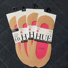 4 Pairs Hue 360° Silicone Edge Sock Liner One Size Fits Most Classic Nude Nylon 