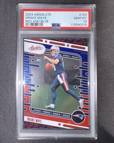 2024 Panini Absolute Drake Maye #103 Blue and Red PSA 10 Color Match