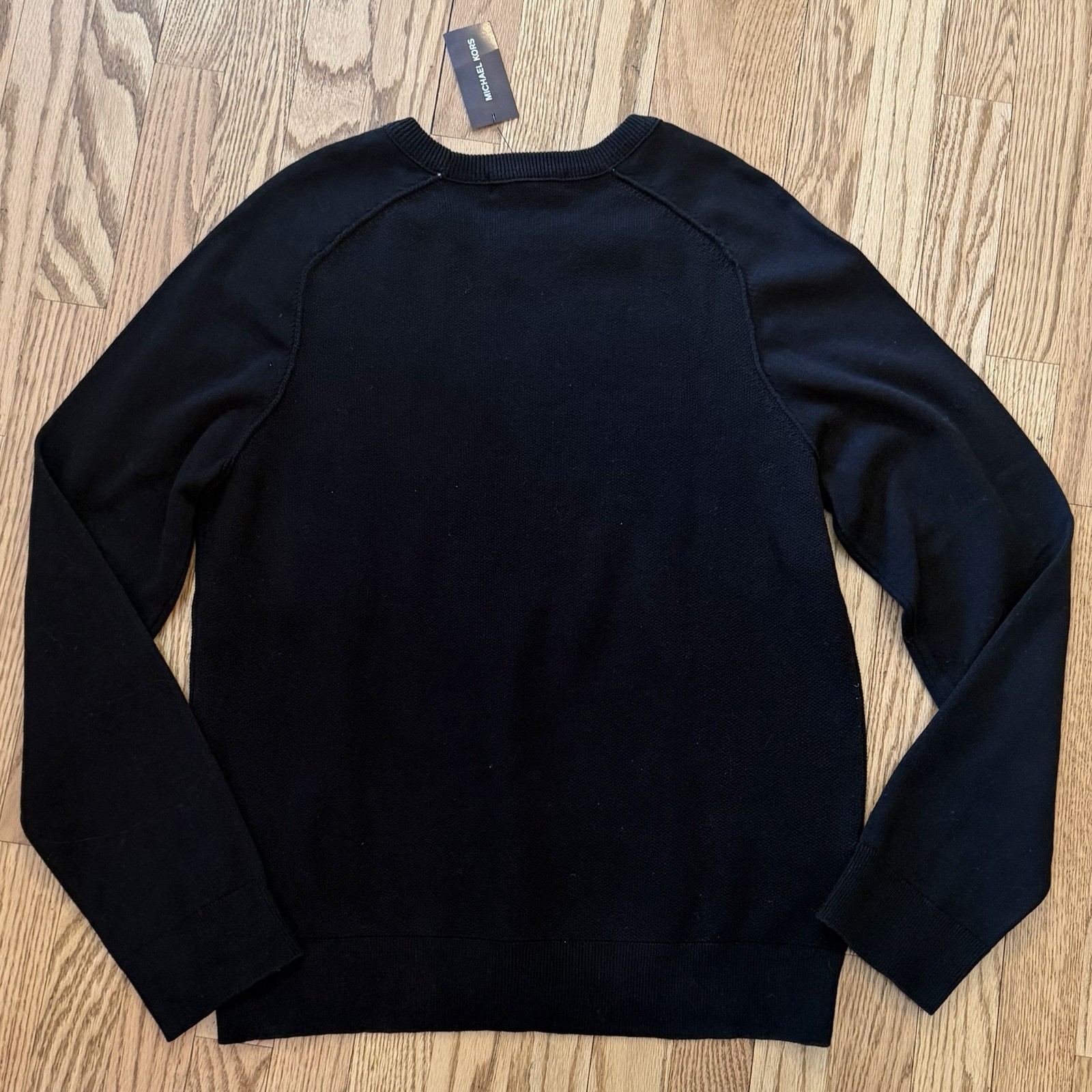 Michael Kors Men’s Black Cotton Crewneck Sweater Large Minimalist Capsule New thumbnail 7