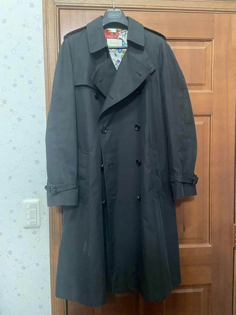 Gucci trench nero foderato floreale donna taglia 48