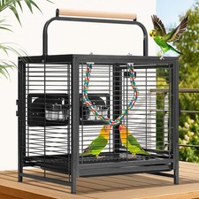19'' Wrought Iron Bird Travel Carrier Cage Parrots Conures Lovebird Cockatiel