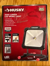 Husky 3500-Lumen Portable LED Bulb Work Light Black Stand Sealed Switch NEW