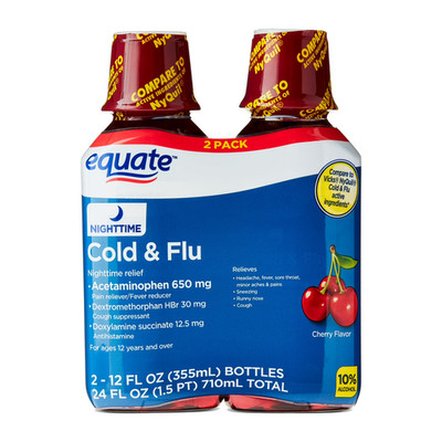 Equate Nighttime Cold & Flu Cherry 24oz (2pk) Compare to Vicks NyQuil