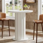 39" Tall Round Bar Table, Modern White High‑Top Cocktail Table for Small Spaces
