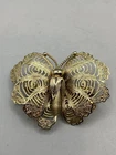 Vintage Filigree Butterfly Gold Tone Brooch Pin Jewelry Costume
